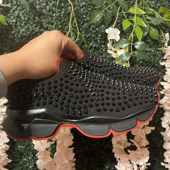 Christian Louboutin Black Donna Spike Sock Sneakers